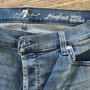 7 for all Mankind Josefina Skinny Boyfriend stretch jeans, size 29/30.
